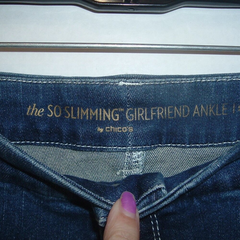 Chico's So slimming SEQUINS Girlfriend Ankle Jeans 2.5 LG Size 14 FANCY! - Picture 4 of 7